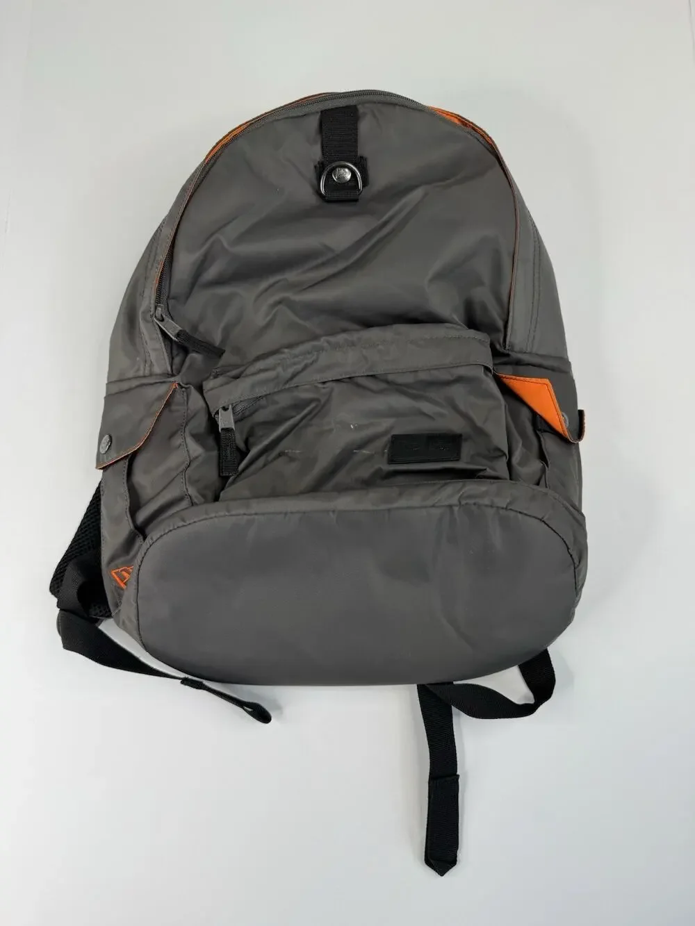 New Era Backpack Gray Orange Multi Pocket Padded School Travel Bag
